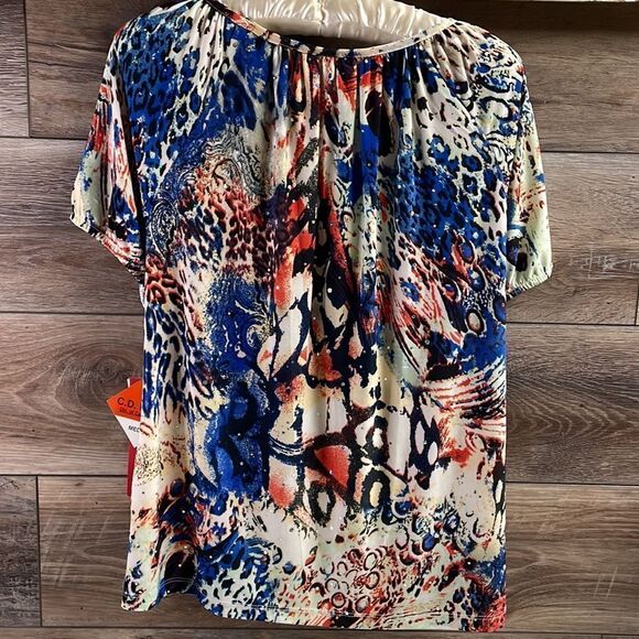 C.D. Petites Ladies Scoop Neck Sequins Blouse, Size PM Petite Medium,Multicolor - Picture 8 of 8